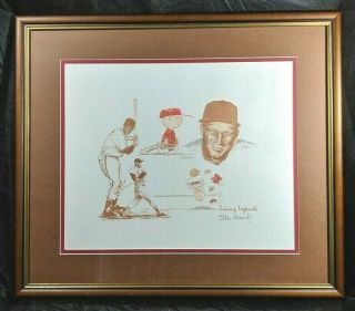 Stan Musial Signed Living Legends " Peanuts " Lithograph W/ Frame & 28x25