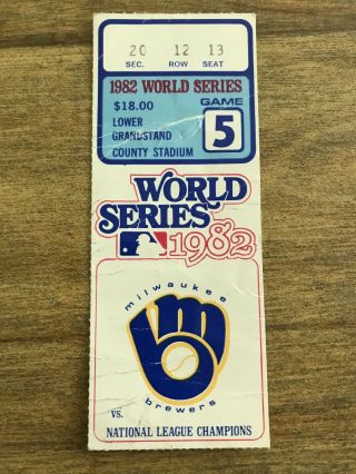 1982 World Series Game 5 Ticket Stub Cardinals Vs Brewers With Official Program