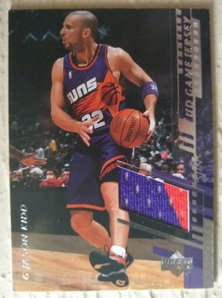 2000 - 01 Ud Upper Deck Jason Kidd Game Jersey Patch Rare 2 Color Suns