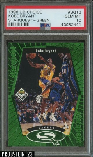 1998 Upper Deck Choice Starquest Green Kobe Bryant Los Angeles Lakers Psa 10