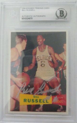 Bill Russell 1957 Rookie Reprint Bgs Encased Authentic Autograph