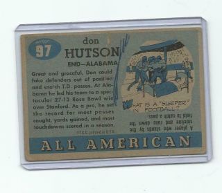 1955 Topps All American Football 97 DON HUTSON Poor Alabama Crimson Tide Card 2
