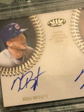 2018 Mike Trout Topps Teir One Dual Autos Mike Trout/ Kris Bryant On Card Auto 7