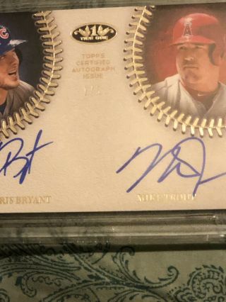 2018 Mike Trout Topps Teir One Dual Autos Mike Trout/ Kris Bryant On Card Auto 8
