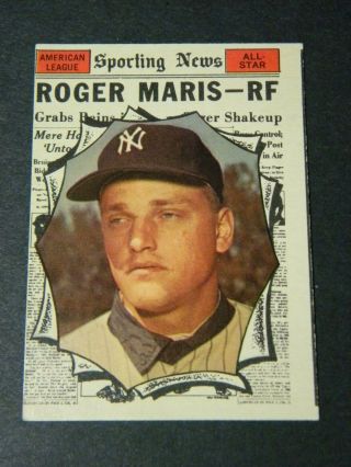 1961 Topps Baseball Card 576 Roger Maris All - Star York Yankees High Vg