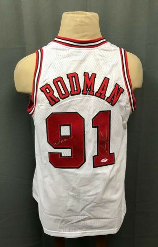 Dennis Rodman " Worm " Signed Bulls Jersey Xl Autographed Psa/dna Auto Hof