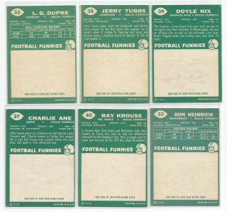 1960 TOPPS Football 6 Different Dallas Cowboys G - VG.  see scans 2