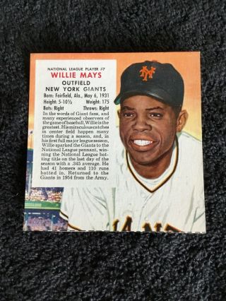 1955 Red Man Tobacco Willie Mays Baseball Card 7