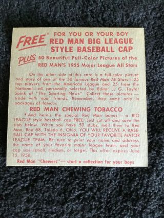 1955 Red Man Tobacco Willie Mays Baseball Card 7 3