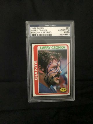1978 Topps Larry Csonka Autographed Card Psa/dna Authenticated