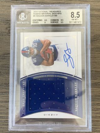 2018 Saquon Barkley National Treasures Rookie Patch Auto Rc Rpa 85/99 Bgs 8.  5/10