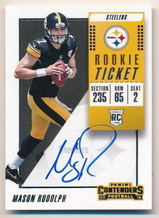 Mason Rudolph 2018 Panini Contenders Rc Rookie Ticket Autograph Steelers Auto Sp