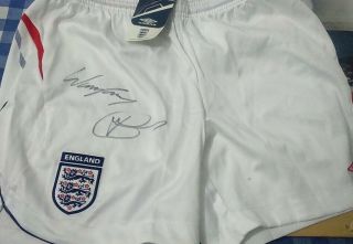 Wayne Rooney And Harry Kane England Short Signed Authentic Autographed