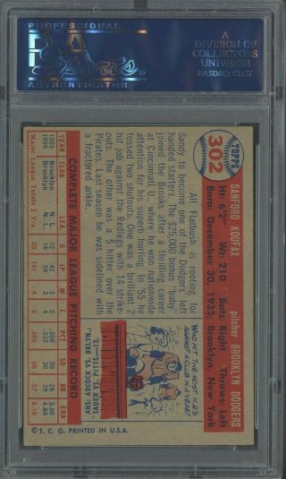 1957 Topps 302 Sandy Koufax Brooklyn Dodgers HOF PSA 7 NM 2