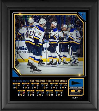 St Louis Blues Framed 15x17 Franchise Record Win Streak Collage & Piece Of Puck