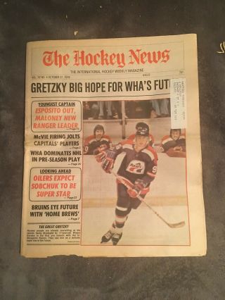 The Hockey News,  Oct 27,  1978,  Vol 32 No 4,  40p: Wayne Gretzky,  Indianapolis Cvr