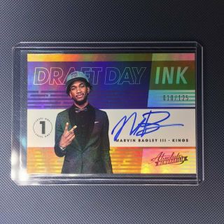 18 - 19 Absolute Marvin Bagley Iii Rc Rookie Draft Day Ink Auto /125