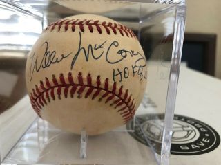 Giants Hall Of Famer Willie Mccovey Signed Baseball With Hof 86 - Sgc Authentic