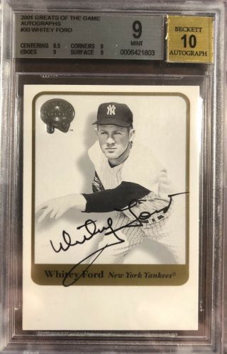 Whitey Ford 2001 Fleer Greats Of The Game Autographs 30 Bgs 9.  0 Pop 3