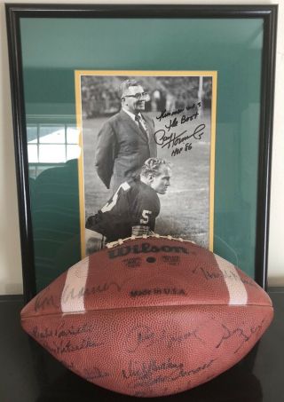 Paul Hornung Signed Hof Ray Nitschke Football Photo Autograph Green Bay Packers