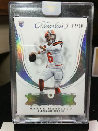 2018 Flawless Baker Mayfield Silver Rookie Base Gems Diamond 2/10 Browns Rc