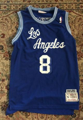 96 - 97 Kobe Bryant Mitchell & Ness Throwback Hardwood Classic Jersey Blue Size L