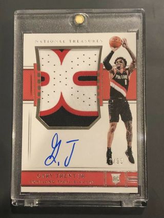 2018 - 19 Panini National Treasures Gary Trent Jr.  Rookie Patch Auto /99 Rpa