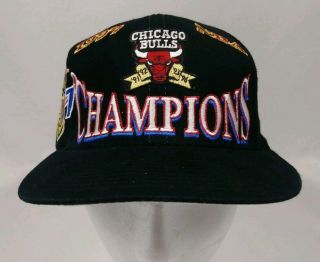 Chicago Bulls Vintage 1997 Nba Champions Logo Athletic Black Snapback Cap Hat