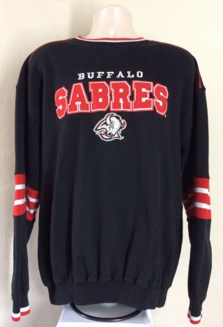 Vtg 90s Early 2000s Buffalo Sabres Sweatshirt Black Red Xl Goat Nhl Hockey