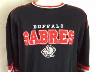 Vtg 90s Early 2000s Buffalo Sabres Sweatshirt Black Red XL Goat NHL Hockey 5
