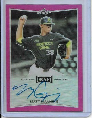 Matt Manning 2016 Leaf Metal Draft Pink Refractor /15 Auto Rc Rookie Card