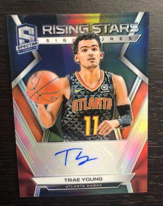 11/75 Trae Young 2018 - 19 Spectra Rising Stars Rookie Auto Jersey 1/1 Autograph