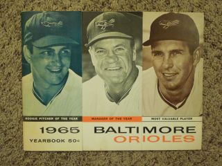 Vintage Baltimore Orioles 1965 Official Yearbook Mlb Major League Baseball