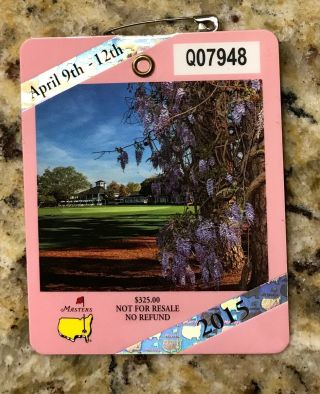 2015 Masters Augusta National Golf Club Ticket Badge Jordan Spieth Wins