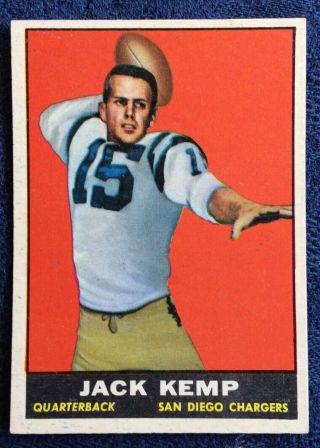 1961 Topps Football 166 Jack Kemp Card - Nm Sharp Surface Color & Print