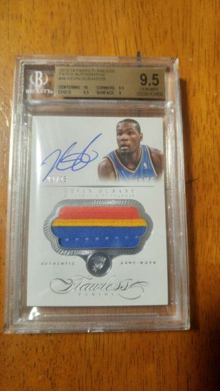 2013 - 14 Kevin Durant Panini Flawless Patch Auto Autograph Pa - Kd Bgs 9.  5 10 /25