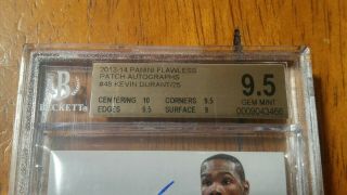 2013 - 14 Kevin Durant Panini Flawless Patch Auto Autograph PA - KD BGS 9.  5 10 /25 2