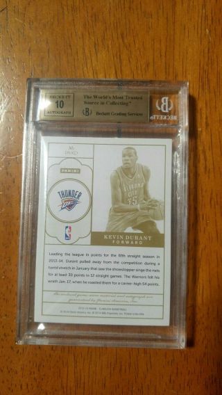 2013 - 14 Kevin Durant Panini Flawless Patch Auto Autograph PA - KD BGS 9.  5 10 /25 4