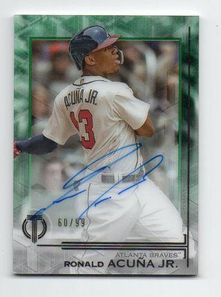 Ronald Acuna Jr 2019 Topps Tribute On Card Auto - Green (60/99) - Braves