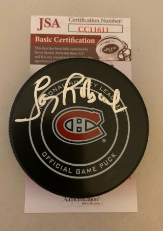 Larry Robinson Signed Montreal Canadiens Official Game Puck Autographed Hof Jsa