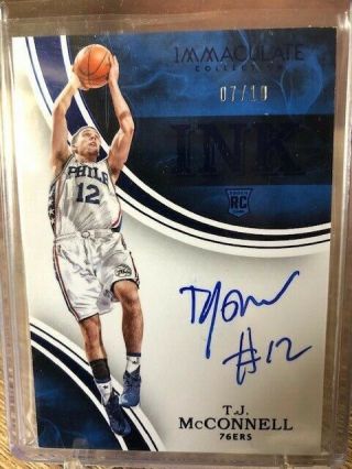2015 - 16 Immaculate Ink Blue Autograph Auto T.  J.  Mcconnell Pacers Rookie 07/10