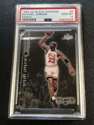 Michael Jordan 1998 Upper Deck Black Diamond 8 Single Diamond Foil Card Psa 10