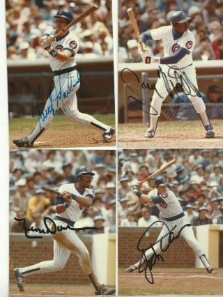 1984 Chicago Cubs Autographed Baseball 3x5 Photos (4) Sarge,  Moreland,  Jody,  Leon