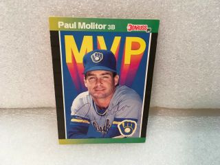 Paul Molitor Signed 1989 Donruss Mvp Baseball Card Brewers