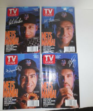 1999 Ny Mets Tv Guide Set Of 4 Ventura,  Leiter,  Piazza,  Alfonso