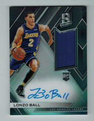 Lonzo Ball 2017 - 18 Panini Spectra Rookie Patch Signature Auto Ed 210/299