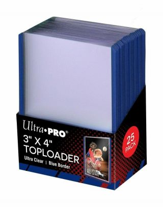 (250) Ultra Pro Blue Border Topload Card Holder Toploader Aceo,  Sleeves
