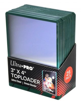 (250) Ultra Pro Green Border Topload Card Holder Toploader Aceo,  Sleeves