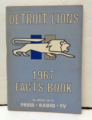 Vintage 1967 Nfl Detroit Lions Facts Book Media Guide
