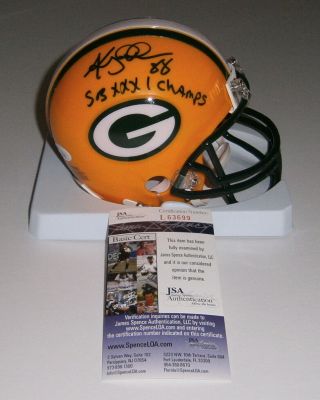 Packers Keith Jackson Signed Mini Helmet W/sb Xxxi Champs Jsa Auto Autograph